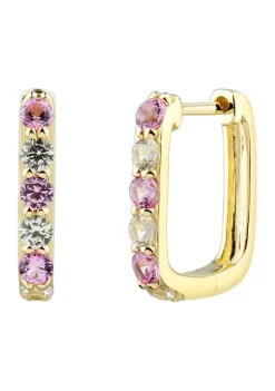 Coupon ๐ฅ Lab Created Pink Sapphire and Lab Created White Sapphire Earrings in 10K Yellow Gold by Belk & Co. ๐