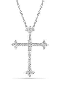 Wholesale ๐ 1/5 ct. t.w. Sterling Silver Cross Pendant Necklace by Belk & Co. ๐งจ