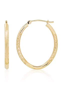Hot Sale 🧨 Oval Hoop Earrings in 14K Yellow Gold by Belk & Co. ❤️ -DealsBelk & Co. Store Belk 2654