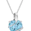 Top 10 👍 9 CT TGW Sky Blue Topaz and Diamond Accent Heart Wrapped Pendant with Chain in Sterling Silver by Belk & Co. 🛒