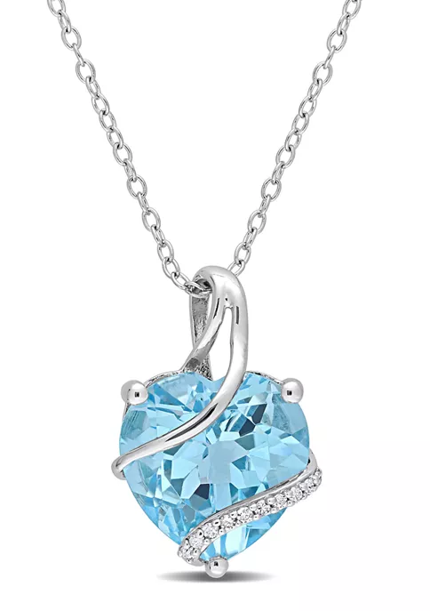 Top 10 👍 9 CT TGW Sky Blue Topaz and Diamond Accent Heart Wrapped Pendant with Chain in Sterling Silver by Belk & Co. 🛒 1 Top 10 👍 9 CT TGW Sky Blue Topaz and Diamond Accent Heart Wrapped Pendant with Chain in Sterling Silver by Belk & Co. 🛒