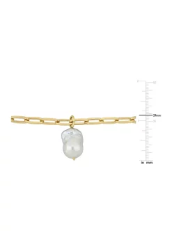 Best deal 👍 13-14mm Freshwater Cultured Pearl 5.3mm Paperclip Link Bracelet in 18k Yellow Gold Plated Sterling Silver by Belk & Co. 🛒 -DealsBelk & Co. Store Belk 26567