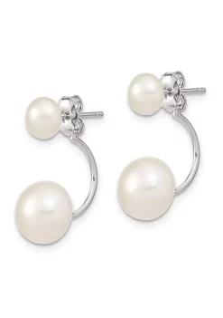 Cheapest 👏 Sterling Silver Rhodium-plated 5-6mm/8-9mm White Freshwater Cultured Pearl Front/Back Earrings by Belk & Co. ✔️ -DealsBelk & Co. Store Belk 26580