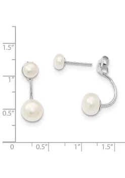 Cheapest 👏 Sterling Silver Rhodium-plated 5-6mm/8-9mm White Freshwater Cultured Pearl Front/Back Earrings by Belk & Co. ✔️ -DealsBelk & Co. Store Belk 26582