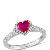 Brand new ❤️ 1 ct. t.w. Ruby and 1/4 ct. t.w. Diamond Halo Heart Ring in 14k White Gold with Yellow Gold Prongs by Belk & Co. 🎉