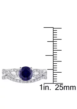 Flash Sale 😀 1 ct. t.g.w. Created Blue Sapphire and 1/6 ct. t.w. Diamond Bridal Ring Set in 10K White Gold by Belk & Co. ⭐ -DealsBelk & Co. Store Belk 26628