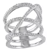Budget 🎉 Diamond Crossover Ring in Sterling Silver by Belk & Co. 💯