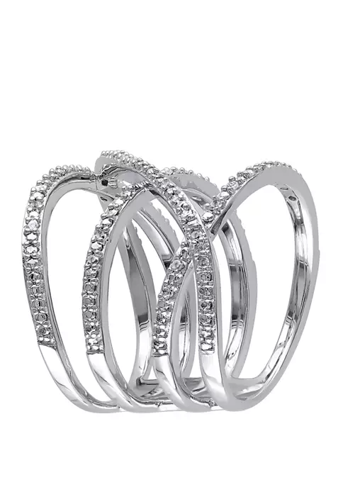 Budget 🎉 Diamond Crossover Ring in Sterling Silver by Belk & Co. 💯 2 Budget 🎉 Diamond Crossover Ring in Sterling Silver by Belk & Co. 💯 - Image 2