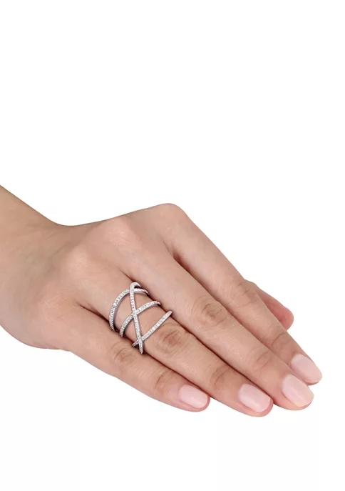 Budget 🎉 Diamond Crossover Ring in Sterling Silver by Belk & Co. 💯 3 Budget 🎉 Diamond Crossover Ring in Sterling Silver by Belk & Co. 💯 - Image 3