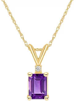 Brand new ✔️ 14K Gold 7x5 Emerald Cut Amethyst Diamond Accent Pendant by Belk & Co. 😀 -DealsBelk & Co. Store Belk 26682