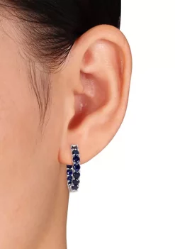 Discount 🎉 Lab Created 4 1/3 CT TGW Created Blue Sapphire Inside Outside Hoop Earrings in Sterling Silver by Belk & Co. ❤️ -DealsBelk & Co. Store Belk 26695