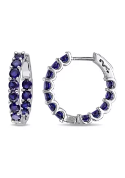 Discount 🎉 Lab Created 4 1/3 CT TGW Created Blue Sapphire Inside Outside Hoop Earrings in Sterling Silver by Belk & Co. ❤️ -DealsBelk & Co. Store Belk 26697
