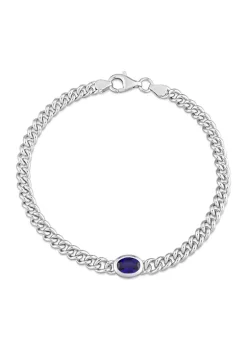 New 💯 Lab Created 1.27 ct. t.g.w. Created Blue Sapphire Bracelet With Chain Silver Length (inches): 7.5 by Belk & Co. ✔️