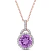 Best Sale 😀 3 ct. t.g.w. White Topaz and Amethyst Pendant with Chain in Rose Plated Sterling Silver by Belk & Co. 🧨