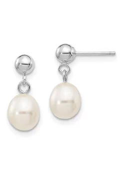 Flash Sale ✨ 14K White Gold 6.7mm White Rice Freshwater Cultured Pearl Dangle Post Earrings by Belk & Co. ⌛ -DealsBelk & Co. Store Belk 26716