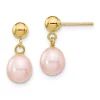 Coupon 🌟 14K Yellow Gold 6-7mm Pink Rice Freshwater Cultured Pearl Dangle Post Earrings by Belk & Co. 👏