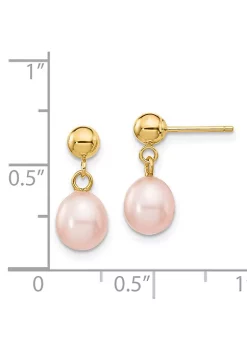 Coupon 🌟 14K Yellow Gold 6-7mm Pink Rice Freshwater Cultured Pearl Dangle Post Earrings by Belk & Co. 👏 -DealsBelk & Co. Store Belk 26721