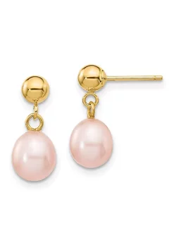 Coupon 🌟 14K Yellow Gold 6-7mm Pink Rice Freshwater Cultured Pearl Dangle Post Earrings by Belk & Co. 👏 -DealsBelk & Co. Store Belk 26723