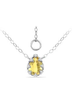 Buy 🥰 1-1/3 ct. 8x6MM Pear Citrine and White Topaz Crown Necklace on 16 inch Chain with Extender, Sterling Silver by Belk & Co. ⭐