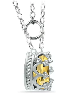 Buy 🥰 1-1/3 ct. 8x6MM Pear Citrine and White Topaz Crown Necklace on 16 inch Chain with Extender, Sterling Silver by Belk & Co. ⭐ -DealsBelk & Co. Store Belk 26750