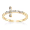 Deals 🔥 1/8 ct. t.w. Diamond Sideways Cros Ring in Sterling Silver with 14K Yellow Gold Plate by Belk & Co. 😀