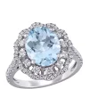 Wholesale 🤩 2.75 ct. t.w. Aquamarine and 3/4 ct. t.w. Diamond Halo Floral Ring in 14K White Gold by Belk & Co. 🥰