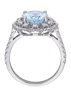 Wholesale 🤩 2.75 ct. t.w. Aquamarine and 3/4 ct. t.w. Diamond Halo Floral Ring in 14K White Gold by Belk & Co. 🥰 -DealsBelk & Co. Store Belk 26768