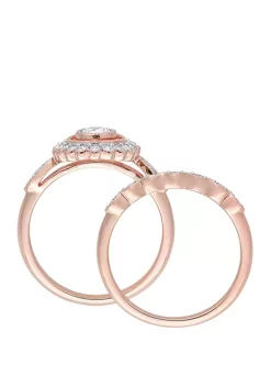 Best reviews of 🥰 2 Piece 3/4 ct. t.w. Diamond Halo Bridal Ring Set in 10k Rose Gold by Belk & Co. 🛒 -DealsBelk & Co. Store Belk 26773