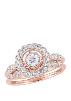 Best reviews of 🥰 2 Piece 3/4 ct. t.w. Diamond Halo Bridal Ring Set in 10k Rose Gold by Belk & Co. 🛒 -DealsBelk & Co. Store Belk 26774