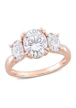 Flash Sale 🛒 3 ct. t.w. Created Moissanite 3-Stone Engagement Ring in 10k Rose Gold by Belk & Co. 🔔