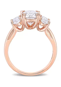 Flash Sale 🛒 3 ct. t.w. Created Moissanite 3-Stone Engagement Ring in 10k Rose Gold by Belk & Co. 🔔 -DealsBelk & Co. Store Belk 26777