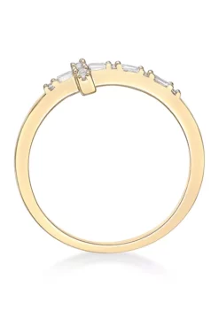 Deals 🔥 1/8 ct. t.w. Diamond Sideways Cros Ring in Sterling Silver with 14K Yellow Gold Plate by Belk & Co. 😀 -DealsBelk & Co. Store Belk 2678