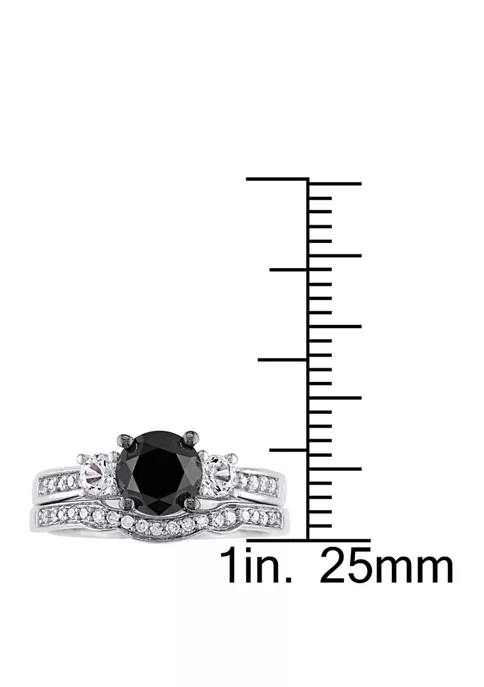 Top 10 ❤️ 7/8 ct. t.w. Black and White Diamond and 1/3 ct. t.w. Lab Created White Sapphire 3 Stone Bridal Set in 10K White Gold by Belk & Co. ❤️ 5 Top 10 ❤️ 7/8 ct. t.w. Black and White Diamond and 1/3 ct. t.w. Lab Created White Sapphire 3 Stone Bridal Set in 10K White Gold by Belk & Co. ❤️ - Image 5