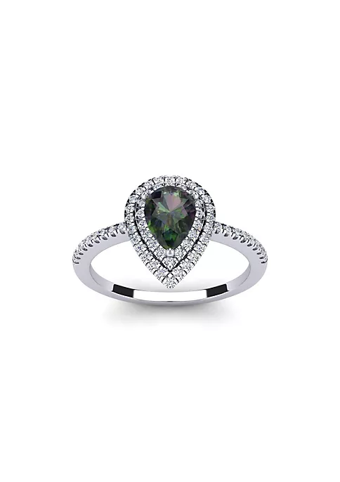 Best deal ๐ 1cttw Pear Shape Mystic Topaz and Double Halo Diamond Ring In Sterling Silver by Belk & Co. โ๏ธ 1 Best deal ๐ 1cttw Pear Shape Mystic Topaz and Double Halo Diamond Ring In Sterling Silver by Belk & Co. โ๏ธ