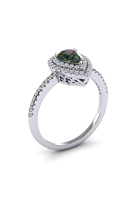 Best deal ๐ 1cttw Pear Shape Mystic Topaz and Double Halo Diamond Ring In Sterling Silver by Belk & Co. โ๏ธ 2 Best deal ๐ 1cttw Pear Shape Mystic Topaz and Double Halo Diamond Ring In Sterling Silver by Belk & Co. โ๏ธ - Image 2