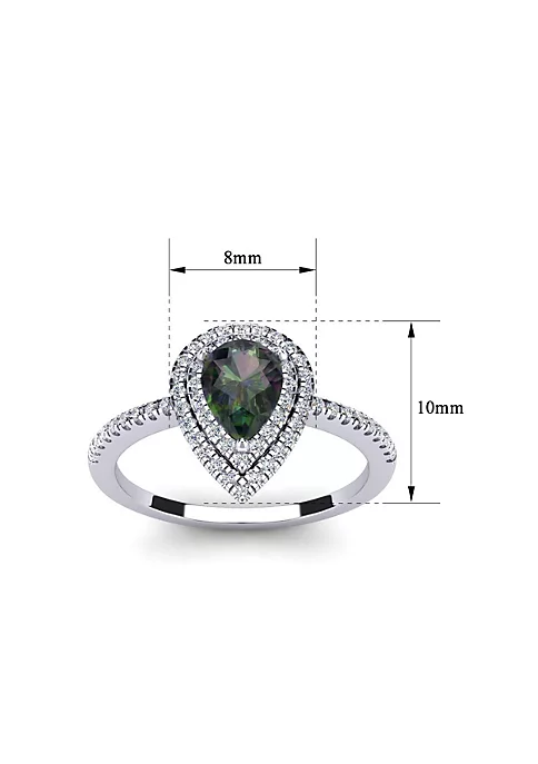 Best deal ๐ 1cttw Pear Shape Mystic Topaz and Double Halo Diamond Ring In Sterling Silver by Belk & Co. โ๏ธ 5 Best deal ๐ 1cttw Pear Shape Mystic Topaz and Double Halo Diamond Ring In Sterling Silver by Belk & Co. โ๏ธ - Image 5