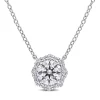 Best Pirce 🎉 1.5 ct. t.w. Created Moissanite Halo Necklace in Sterling Silver by Belk & Co. ❤️
