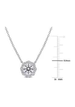 Best Pirce 🎉 1.5 ct. t.w. Created Moissanite Halo Necklace in Sterling Silver by Belk & Co. ❤️ -DealsBelk & Co. Store Belk 26807