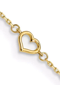 Budget 🧨 14K Yellow Gold Heart 10 Inch Plus 1 Inch Extension Anklet by Belk & Co. 🧨