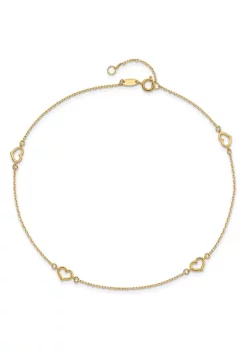 Budget 🧨 14K Yellow Gold Heart 10 Inch Plus 1 Inch Extension Anklet by Belk & Co. 🧨 -DealsBelk & Co. Store Belk 26816