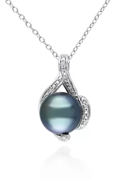 Discount 😀 Sterling Silver Black Tahitian Pearl and Diamond Pendant by Belk & Co. 🤩