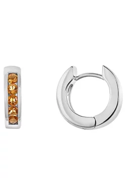 Best Pirce 😀 Sterling Silver Citrine Huggie Hoop Earrings by Belk & Co. 🧨