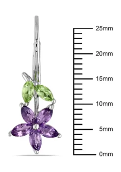 Deals 👍 1.84 ct. t.g.w. Amethyst and Peridot Floral Leverback Earrings in Sterling Silver by Belk & Co. 👍 -DealsBelk & Co. Store Belk 2684
