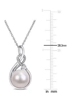 Cheap 🌟 11-12MM Cultured Freshwater Pearl Created White Sapphire and Diamond-Accent Twist Necklace in Sterling Silver by Belk & Co. 🛒 -DealsBelk & Co. Store Belk 26840