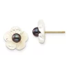 New 😀 14K Yellow Gold 3-4mm Black Freshwater Cultured Pearl with 10 mm 👩 Mother Of Pearl Flower Post Earrings by Belk & Co. ✔️