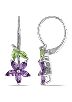Deals 👍 1.84 ct. t.g.w. Amethyst and Peridot Floral Leverback Earrings in Sterling Silver by Belk & Co. 👍 -DealsBelk & Co. Store Belk 2686