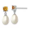 Brand new 😉 1.225 ct. t.w. Citrine and Freshwater Cultured Pearl Rhodium-plated 7-8mm Teardrop Earrings in Sterling Silver by Belk & Co. 🧨