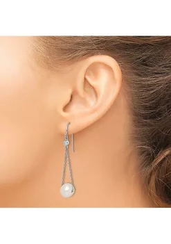 Discount 🔥 Sterling Silver Rhodium-plated 9-10mm White Freshwater Cultured Pearl Cubic Zirconia Dangle Earrings by Belk & Co. 🎁 -DealsBelk & Co. Store Belk 26875