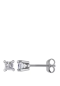 Outlet 🔥 1/2 ct. t.w. Princess Cut Diamond Stud Earrings in 14k White Gold by Belk & Co. 😍