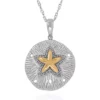 Cheapest ✔️ 1/10 ct. t.w. Diamond Sand Dollar Pendant in Sterling Silver and 10k Yellow Gold by Belk & Co. 🌟